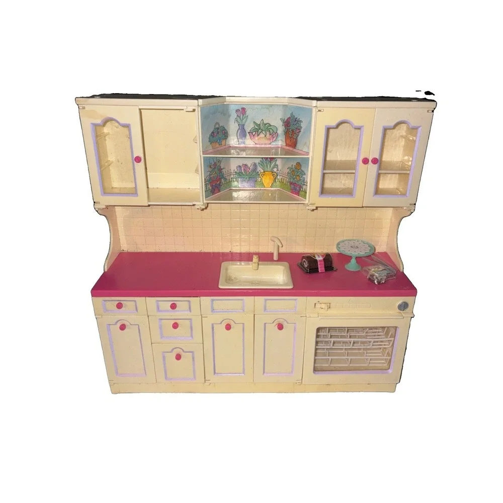 Vintage 1996 Tyco Kitchen Littles Deluxe Kitchen Center with Some Food